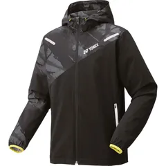 YONEX ヨネックス UNI 裏地付ウィンドウォーマーパーカー(フィットスタイル) テニス ウォーマージャケット 70103-007、ブラック