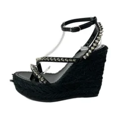 CHRISTIAN LOUBOUTIN(クリスチャンルブタン) サンダル 35 レディース - 黒 スタッズ/ウェッジソール レザー