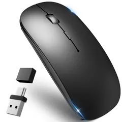 【業界先端 Type-C＆USB-A対応】 マウス 無線 Bluetooth type-c口接続 ワイヤレスマウス 静音 超薄型 小型 高感度 ブルートゥース 2.4GHz 3段階dpi切替 省電力 高耐久性 TELEC認証取得済み Mac/Wind ...