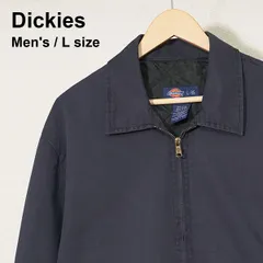 Dickies（ディッキーズ）中綿 ワークジャケット ネイビー L-RG キルティング裏地 フルジップ USAワーク 古着 USED