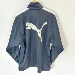 日本製◎(^w^)b PUMA プーマ トラックジャケット ジャージ バックプリント ビッグロゴ モノトーン シンプル スポーツ 運動 トレーニングウェア ジョギング ブラック 黒×ホワイト 白 メンズ サイズL-O