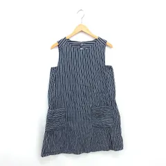 ユニバーバル ミューズ UNIVERVAL MUSE ワンピース Aライン ストライプ ひざ下丈 プルオーバー ノースリーブ ネイビー 紺 /TT