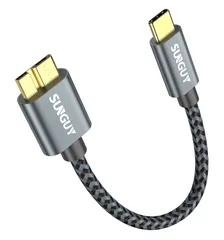 SUNGUY USB C to Micro B 3.1 ケーブル 0.15M 最大10Gbps 高速データ転送 金メッキコネクタ 短い USB 3.1 外付けHDD/SSD ハードドライブ/MacBook (Pro)/Galaxy S5 Note 3 ...