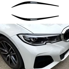 【送料無料】BMW 3シリーズ G20 2019年～320i 325i 330i専用 フロントヘッドライト眉 モール ABS素材【ピアノブラック/カーボン柄】車両装飾パーツ 車両保護?カスタマイズ 外装パーツ 高品質仕上げ