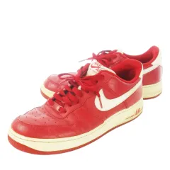 ナイキ NIKE AIR FORCE 1 エアフォースワン スニーカー ローカット レースアップ 型押しレザー ロゴ 27.0cm 赤 レッド 31522-607 /CK19 ■GY18