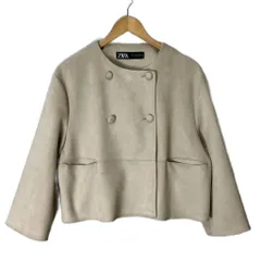 ザラ ZARA フェイクスウェード ジャケット ノーカラージャケット M ベージュ ■FY レディース