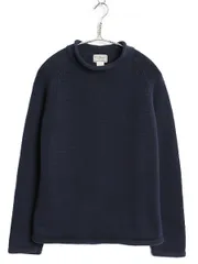 【お得なクーポン配布中!】 エルエルビーン ロールネック コットン ニット セーター レディース M / 古着 アウトドア ミドルゲージ リブ編み ハイネック 無地 ネイビー