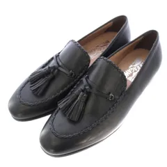 サルヴァトーレフェラガモ Salvatore Ferragamo タッセルローファー ラウンドトゥ ローヒール ワンカラー レザー 8.5 黒 ブラック /BB