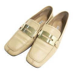 HERMES Hロゴ スクエアトゥ ローファー ベージュ パテント 22cm - メルカリ