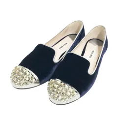MIU MIU ミュウミュウ  フラットシューズ ベロア  ネイビー系 36 レディース [240101567488]
