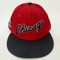 07w8556★ NEWERA 59FIFTY ニューエラ NBA CHICAGO シカゴブルズ キャップ 7 3/4 ブラック レッド【中古品】