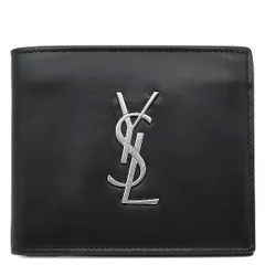サンローラン SAINT LAURENT 二つ折り財布 カサンドラ モノグラム ウォレット レザー ブラック シルバー金具 黒 札入れ  453276【中古】