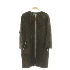エミリオプッチ EMILIO PUCCI ゴートファー レオパード総柄 ノーカラーコート I40 ブラウン /DF ■OSのサムネイル