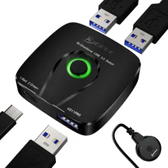 KCEVE USB3.0切替器、双方向 PC2台用 USBスイッチ usb 切替器 3.0、2入力1出力/1入力2出力(手元スイッチ付)