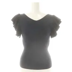 グレースコンチネンタル GRACE CONTINENTAL フリル ショートスリーブ ニット プルオーバー 36 ネイビー /DF ■OS