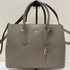 Y9451　FURLA　フルラ　ハンドバッグ　 2way　ショルダーバッグ　テッサ　 グレー系　レザー　ロゴ　 レディース