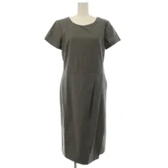 セオリーリュクス theory luxe ワンピース ウール 38 グレー ラウンドネック 半袖 ひざ丈 /JP