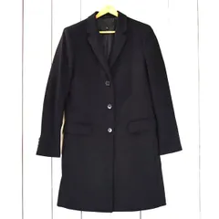レディース）美品 ユニクロ UNIQLO カシミヤ混 3つボタンシングル チェスターコート M ブラック 袖口4つ釦 本切羽 212-178948 / 6TA066 【送料無料】【中古】【レディースビジネス】202601