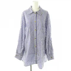 アングリッド UNGRID ストライプルーズシャツ スタンドカラー 長袖 F 青 ブルー 白 ホワイト /AT ■OS