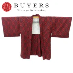 【中古】 羽織 正絹 オレンジ系 ブラック お洒落 羽織紐付き 和装 呉服 和服 きもの レディース 女性