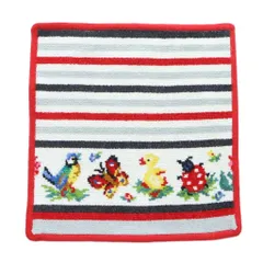 フェイラー FEILER JALコラボ ハイジ ストライプ ハンカチ タオルハンカチ ハンドタオル 赤 レッド 黒 ブラック グレー ボーダー あひる てんとう虫 鳥 ■SH /RI ■OS