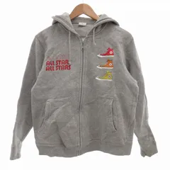 コンバース CONVERSE パーカー フーディー ジップアップ ALL STARS スニーカープリント M グレー /UO ■GY39