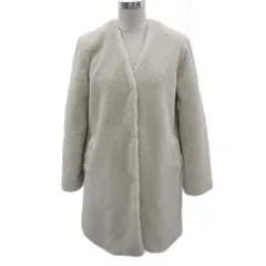 グローブ grove ボアコート ミドル丈 ノーカラー M ライトベージュ /YS53 ■GY58