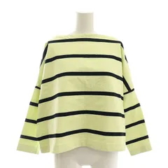 トラディショナルウェザーウェア Traditional Weatherwear コットン ボーダー カットソー 長袖 オーバーサイズ S 黄 イエロー 紺 ネイビー /AT ■OS