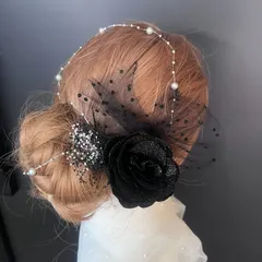 ha241 髪飾り 卒業式 成人式 袴 結婚式 着物 振袖　キラキラバラ　黒