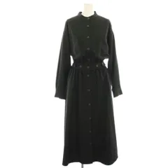 ナノユニバース nano universe シャツワンピース F 黒 ブラック バンドカラー ノーカラー 長袖 胸ポケット ロング マキシ /HN