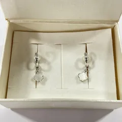 ★  K14刻印 14金 ホワイトゴールド 石飾り付きイヤリング ネジ式 飾り全長約8㎜ 総重量1.35g ケース付 現状品