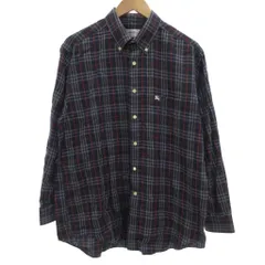 バーバリーズ Burberrys ヴィンテージ ボタンダウンシャツ BD ノバチェック ロゴ 長袖 L 紺 ネイビー /BS ■GY19
