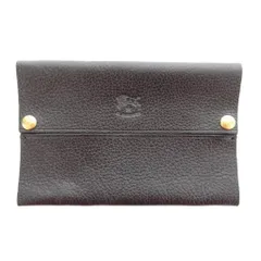 イルビゾンテ IL BISONTE ポケットティッシュケース カバー 黒 ブラック シボ加工レザー 牛革 ロゴ型押し /UO