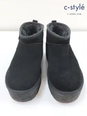 J371 [人気] UGG アグ ブーツ 24cm ブラック Classic Ultra Mini Platform 1135092 レディース | ★