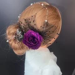 ha244 髪飾り 卒業式 成人式 袴 結婚式 着物 振袖　キラキラバラ　紫