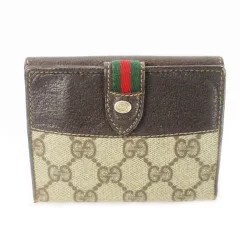 グッチ GUCCI 二つ折り財布 ウォレット 小銭入れあり レザー 革 PVC GG柄 インターロッキング シェリーリライン 茶 ブラウン /CK21 ■GY18