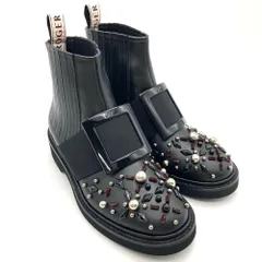 ロジェヴィヴィエ Roger vivier ビジュー サイドゴア ブーツ ブラック 22.5cm【中古】