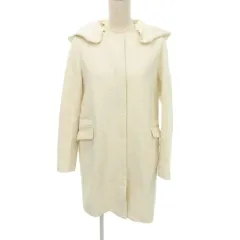 アダムエロペ Adam et Rope' ウール コート フード付き 無地 ボタン 厚手 Mサイズ アイボリー ■TC