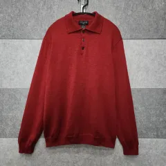 VALDA コレクション メンズ ラムウール ニット カラーTシャツ (サイズ L)