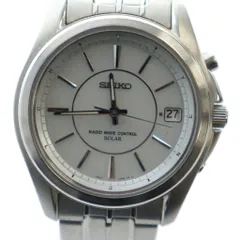 セイコー SEIKO 7B42-0AK0 腕時計 ウォッチ ソーラー 白文字盤 カレンダー付き デイト シルバー色 ■GY18 /MQ