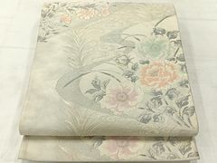 夏物 名古屋帯 絽 西陣織 正絹 中古 オフホワイト 花so686 - メルカリ