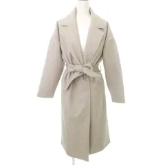 マーキュリーデュオ MERCURYDUO ノーカラー コート 無地 ベルト付き 厚手 フリーサイズ ベージュ ■TC