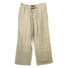 アタッチメント ATTACHMENT リネン グレンチェック イージーパンツ 2 グレー ■TC