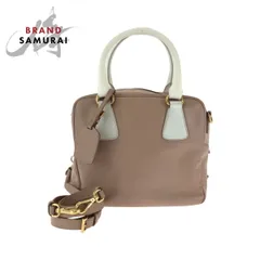 美品 PRADA プラダ サフィアーノ ピンク ホワイト ゴールド金具 レザー ショルダーバッグ ハンドバッグ 2way レディース 500826【中古】