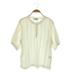 シーズンリーズンバイリンアンドレッド SEASON REASON by Lin.&Red. 五分袖ブラウス レース フリル ハーフボタン プルオーバー M ホワイト /MY ■OS ■GY66