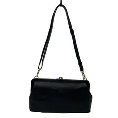 IL BISONTE(イルビゾンテ) ショルダーバッグ - 黒 がま口/2way/ショルダーストラップ着脱可 レザー