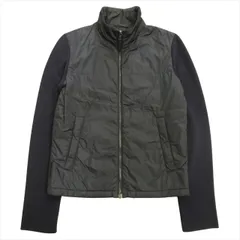 プラダスポーツ PRADA SPORT ナイロン ニット コンビ ジャケット ブルゾン 中綿 パデット レザーロゴ 切替 SVG824 オールド アーカイブ 00's ネイビー メンズ◆７