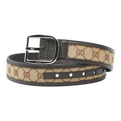 グッチ GGキャンバス ベルト サイズ：75/30 449716 ブラウン ベージュ レザー キャンバス レディース GUCCI【1-0255237】