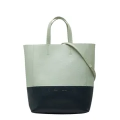セリーヌ バーティカルカバ ショルダーバッグ トートバッグ 2WAY ネイビー グリーン レザー レディース CELINE【1-0255374】