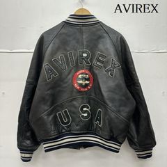 AVIREX ブラック レザースタジャン - メルカリ